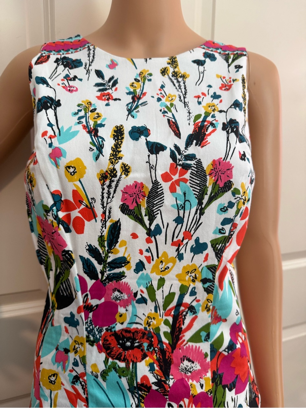 New Maggy London Multicolor Floral Sleeveless A Line Fit Flare Dress - Picture 5 of 8